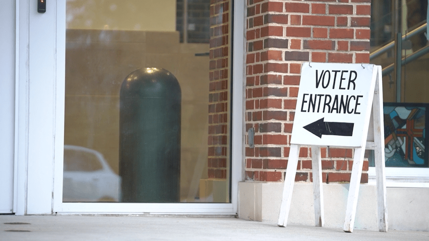 Voter entrance sign outside of a polling location on election day